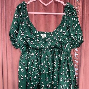 Entro Green Leopard Print Blouse